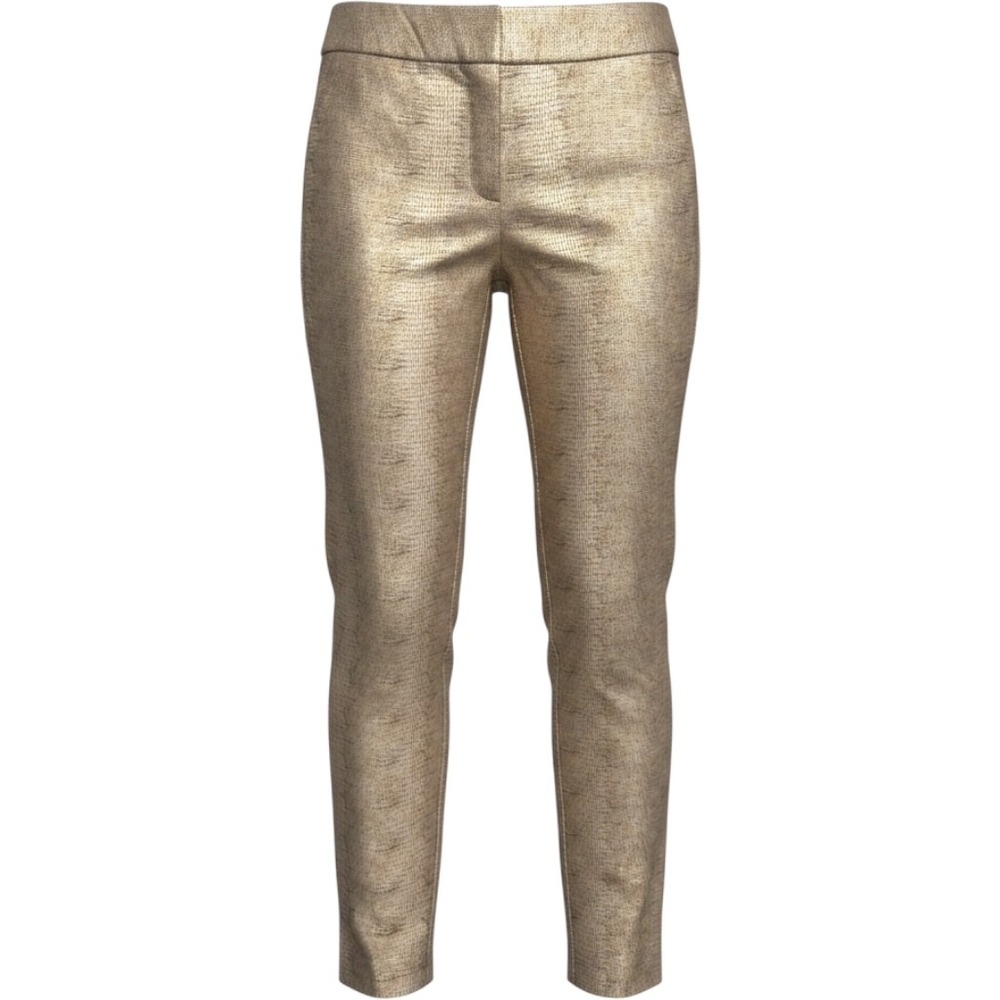 Alfani Womens Gold Metallic Snakeskin Textured Skinny Pants Size 8 Holiday Party
